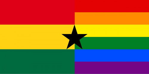 Ghana flag combined with LGBTQIA+ flag